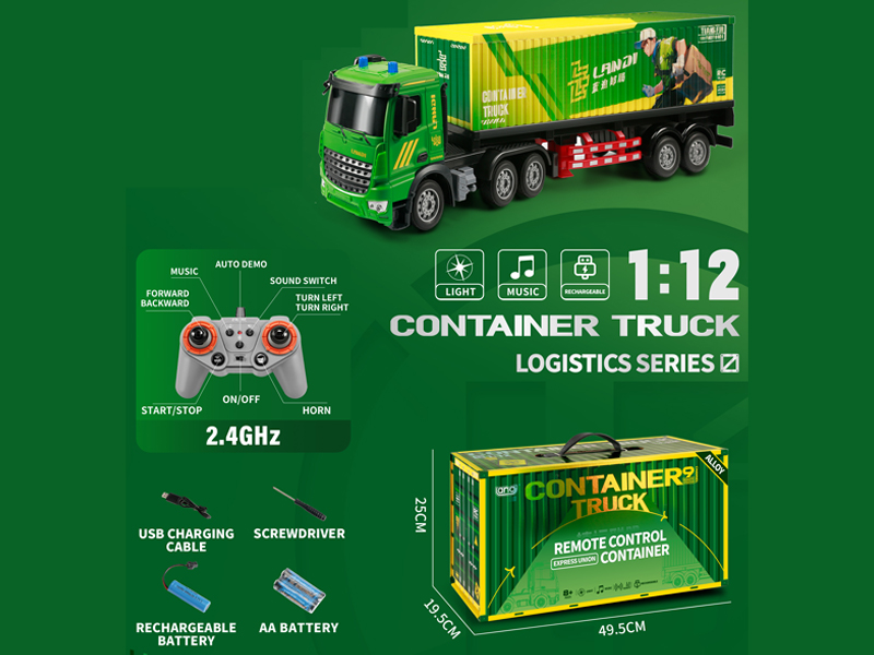 1:12 2.4G 9CH R/C Alloy Container Trailer With Light And Music