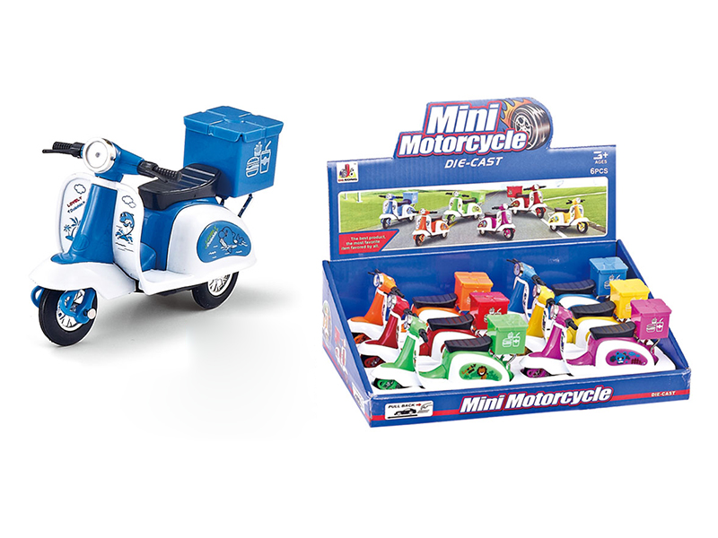 Pull Back Alloy Mini Motorcycle(With Motorcycle Trunk)6PCS