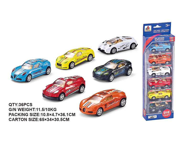 1:55 Pull Back Alloy Sports Cars