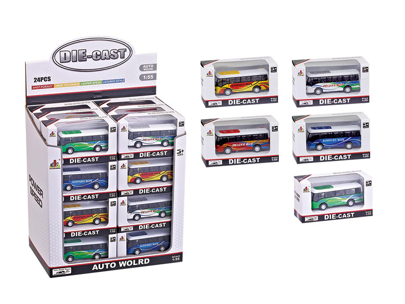 1:55 Pull Back Alloy Bus 24PCS