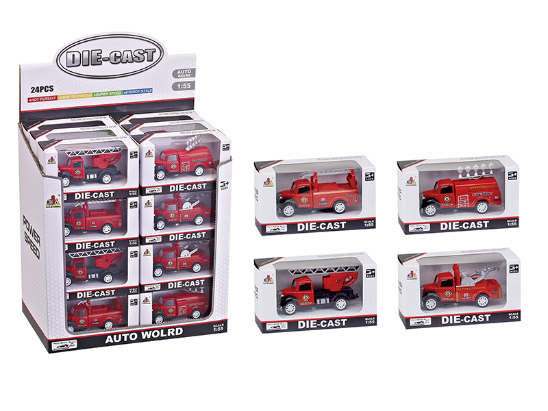 1:55 Pull Back Alloy Fire Engine 24PCS