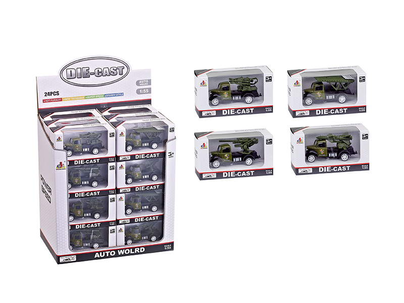 1:55 Pull Back Alloy Military Truck 24PCS