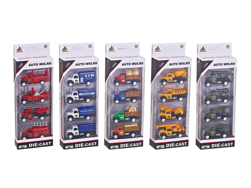 1:55 Pull Back Alloy Simulated Cars 4pcs