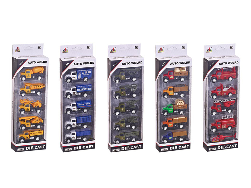 1:55 Pull Back Alloy Simulated Cars 5pcs