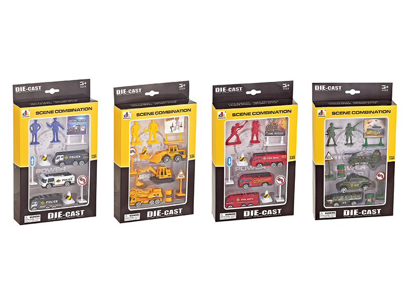 Alloy Cars Police/Engineering/Fire Control/Military Combination 10PCS