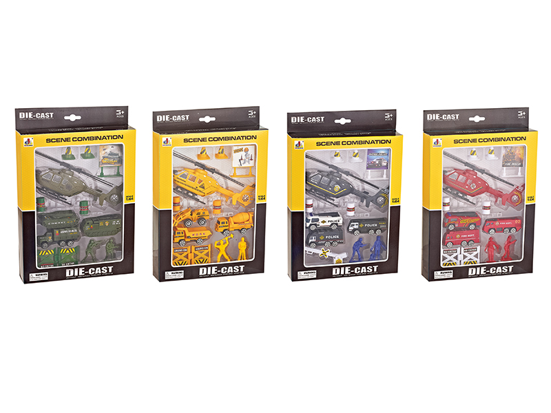 Alloy Cars Police/Engineering/Fire Control/Military Combination 12PCS