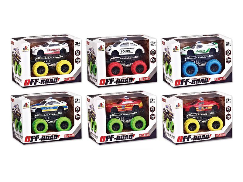 Alloy Friction Crash Big Wheel Police Car