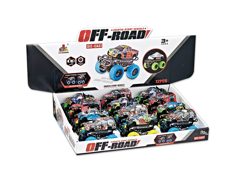 Alloy Friction Crash Big Wheel Police Car 12pcs