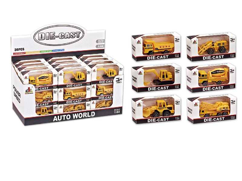 1:64 Alloy Engineering Truck 36pcs