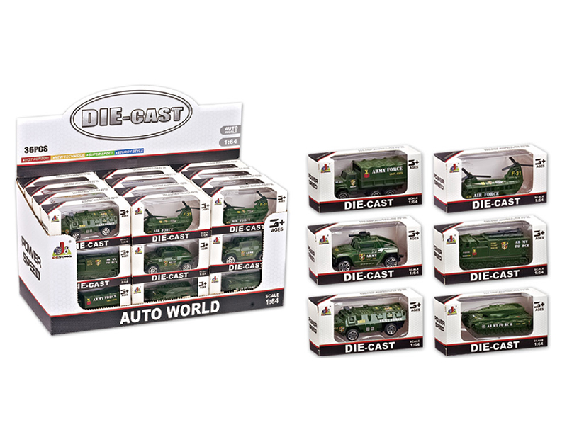 1:64 Alloy Military Trucks 36pcs