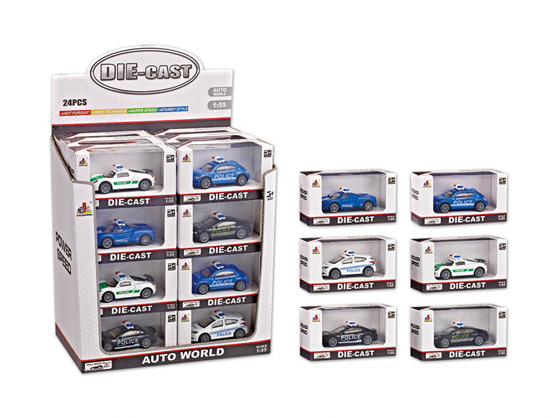 1:55 Alloy Pull Back Police Cars 24pcs