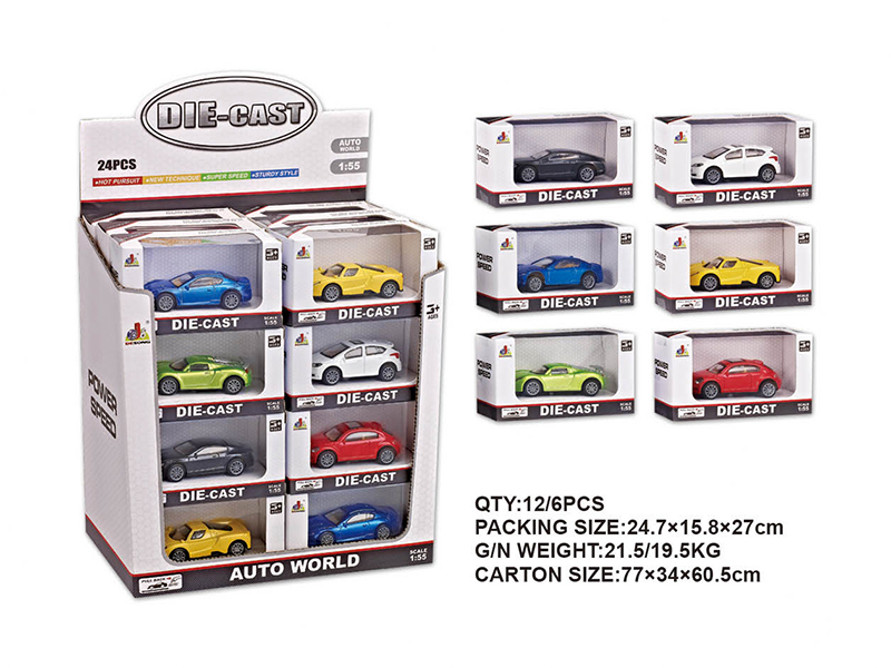 1:55 Alloy Pull Back Sports Cars 24pcs