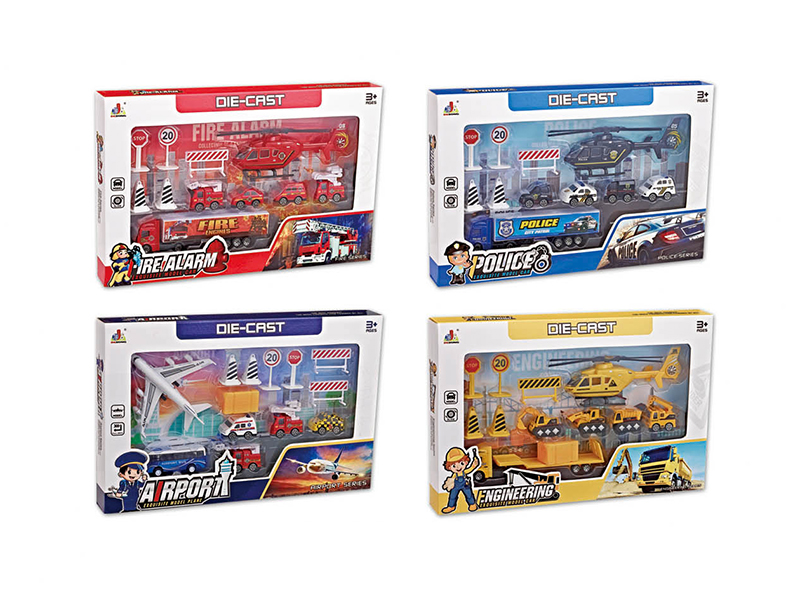 Mini Alloy Cars Police/Engineering/Fire/Airport Combination