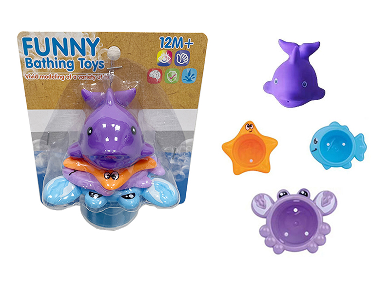 Stacked Cup Vinyl Fish Baby Bathing Toys 4pcs