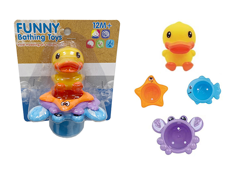 Stacked Cup Vinyl Duck Baby Bathing Toys 4pcs