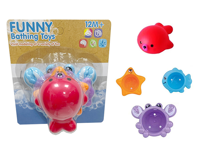 Stacked Cup Vinyl Sea Lion Baby Bathing Toys 4pcs