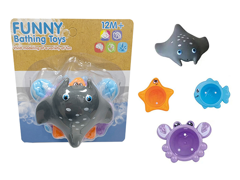 Stacked Cup Vinyl Mobulidae Baby Bathing Toys 4pcs