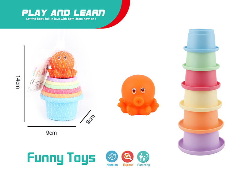 Silicone Stacked Cup Baby Bathing Toys
