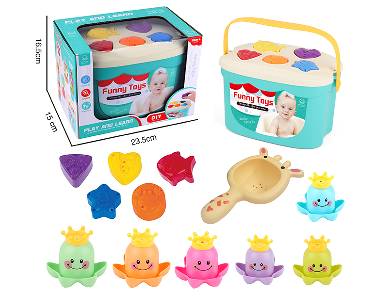 Puzzle Block Shower Octopus Stacked Cup Storage Bucket