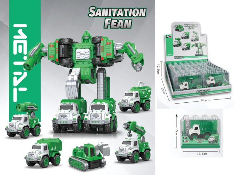 10PCS Alloy Environmental Sanitation Transformable Robot