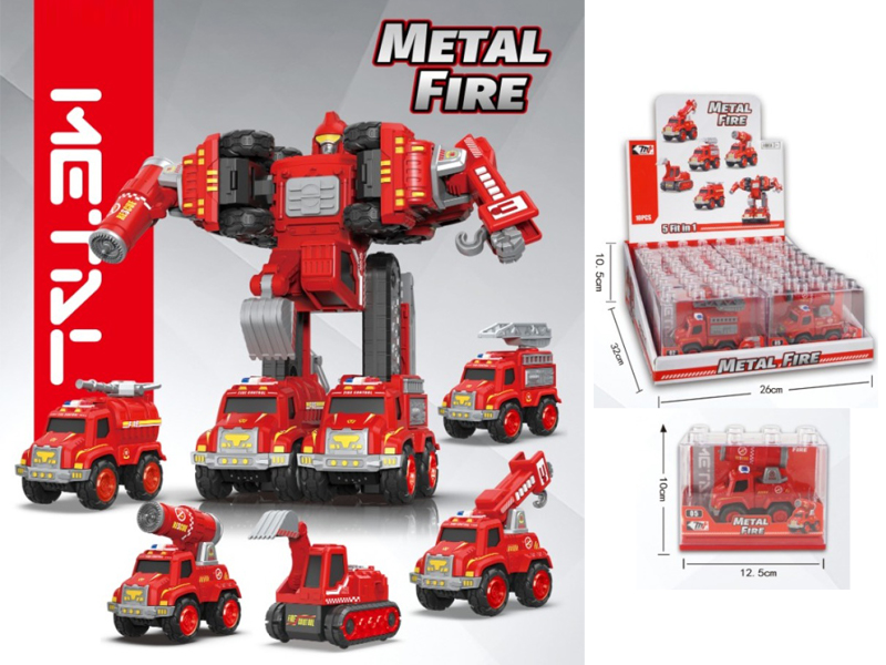 10PCS Alloy Fire Fighting Transformable Robot