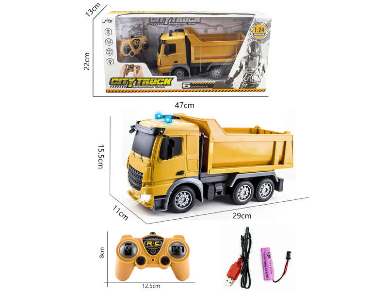 2.4G 1:24 6CH R/C Dumping Engineering Truck With Light