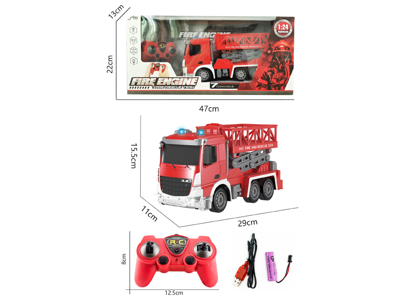 2.4G 1:24 6CH R/C Fire Engine With Light