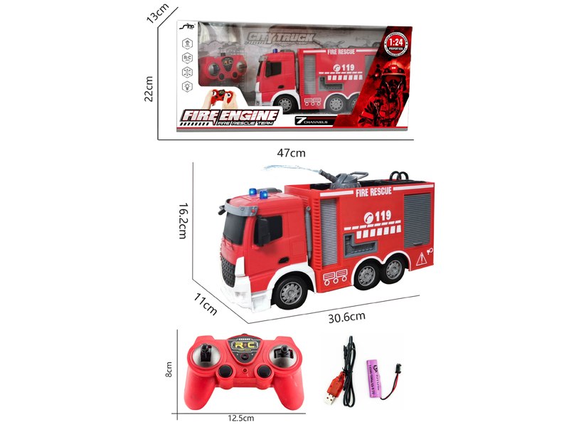 2.4G 1:2 7CH R/C Fire Engine With Light