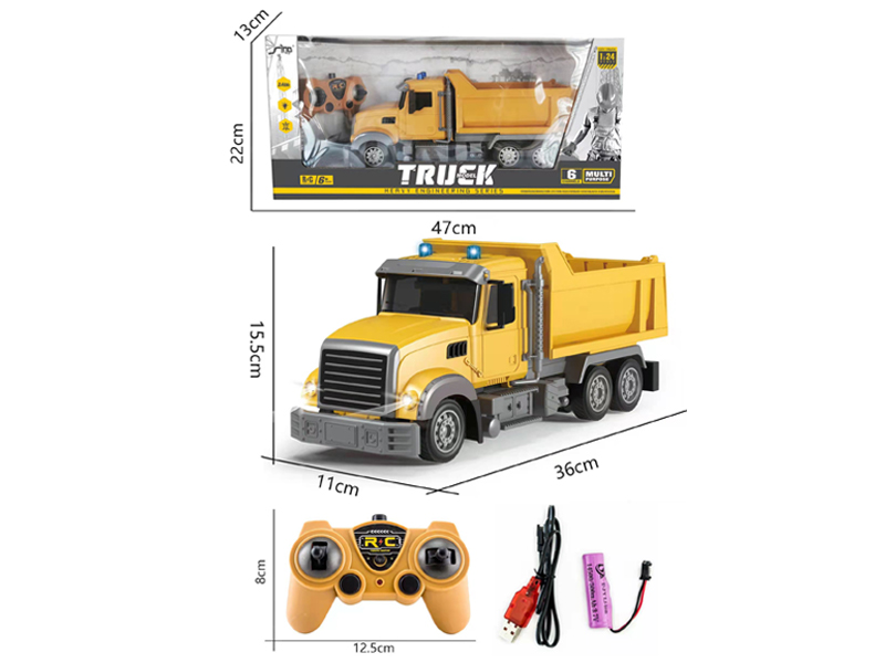 2.4G 1:24 6CH R/C Dumping Engineering Truck With Light