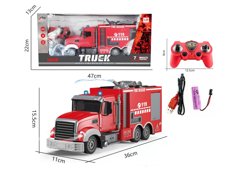 2.4G 1:24 7CH R/C Fire Engine With Light