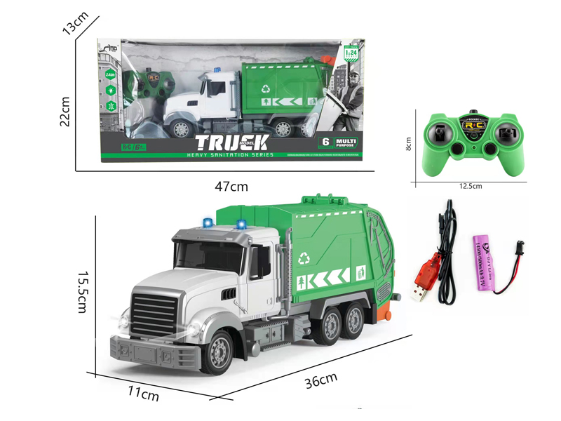 2.4G 1:24 6CH R/C Environmental Sanitation Garbage Truck With Light