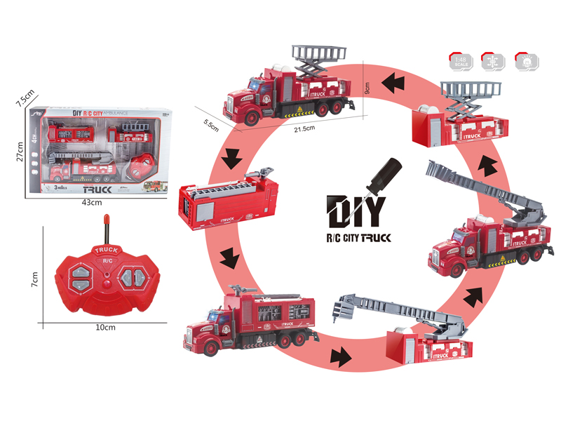 1:48 4CH R/C Alloy Fire Engine With Light