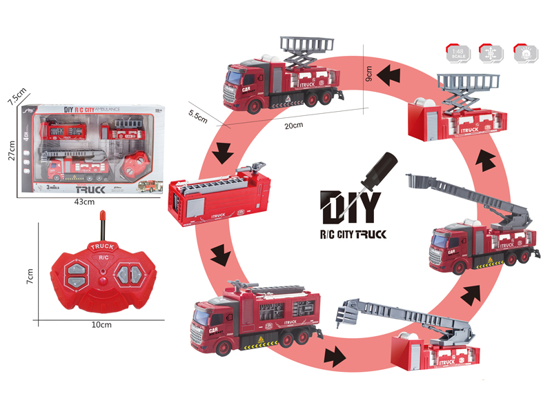 1:48 4CH R/C Alloy Fire Engine With Light