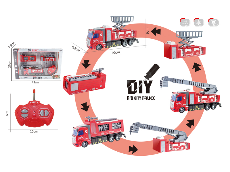 1:48 4CH R/C Fire Engine With Light