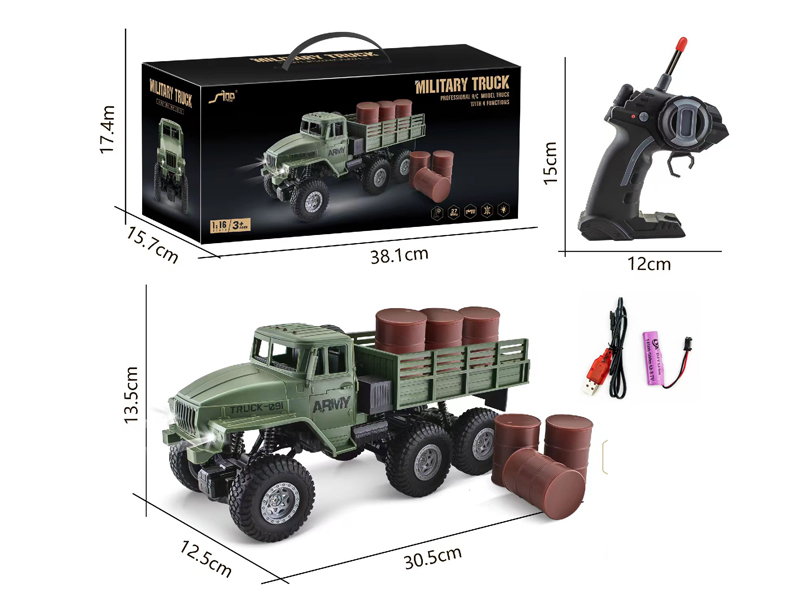 1:16 4CH R/C Six Wheeled Military Transport Vehicle With Light