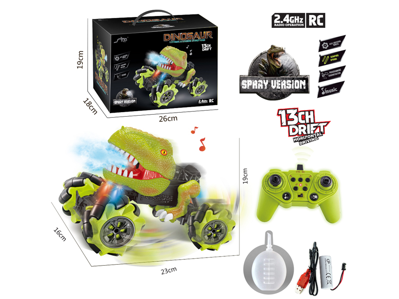 1:16 13CH R/C Stunt Dinosaur Car With Light, Music, Spray