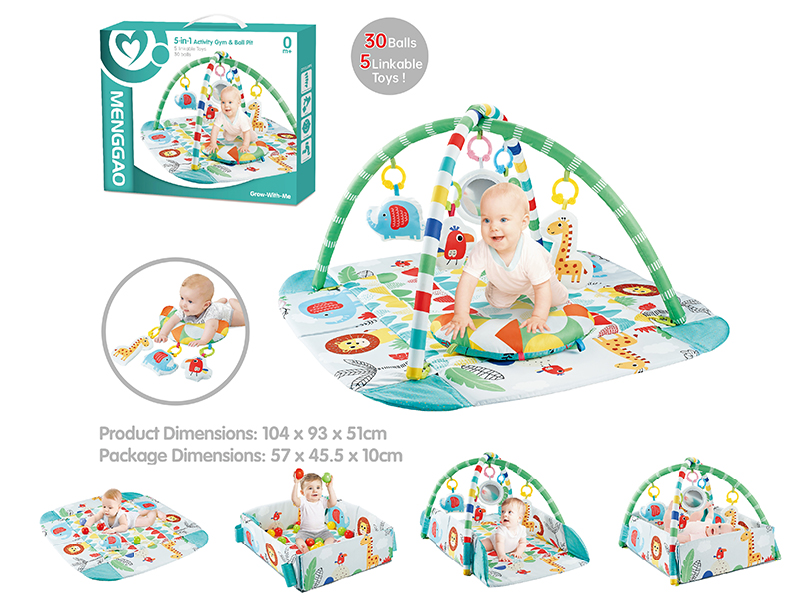 5 In 1 Activity Gym & Ball Pit(30PCS 5CM Ocean Balls, With Pillow)