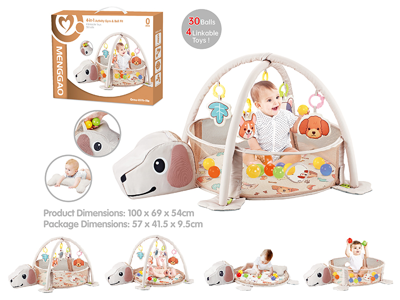 4 In 1 Activity Gym & Ball Pit(30PCS 5CM Ocean Balls, With Pillow))