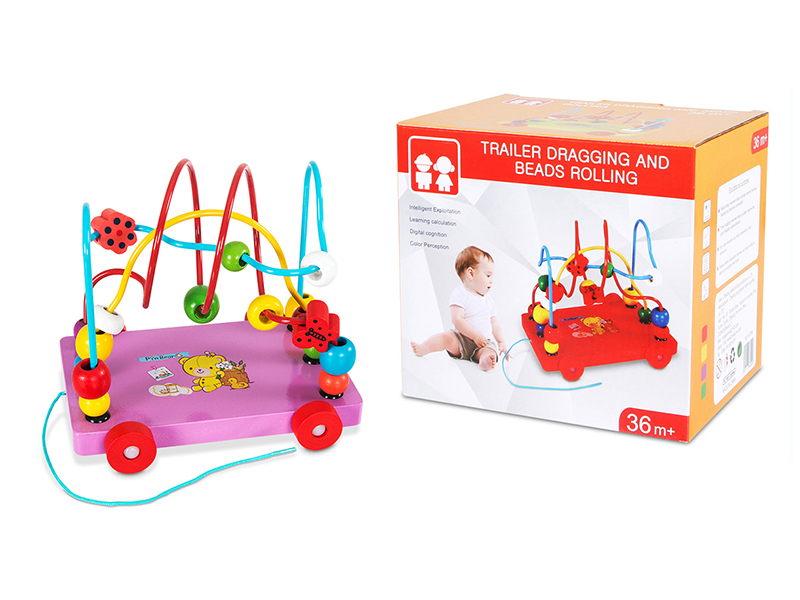 Wooden Trailer Bead Wrapping - Purple