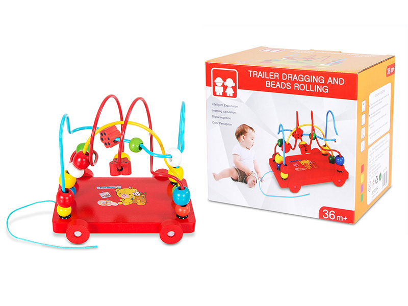 Wooden Trailer Bead Wrapping - Red