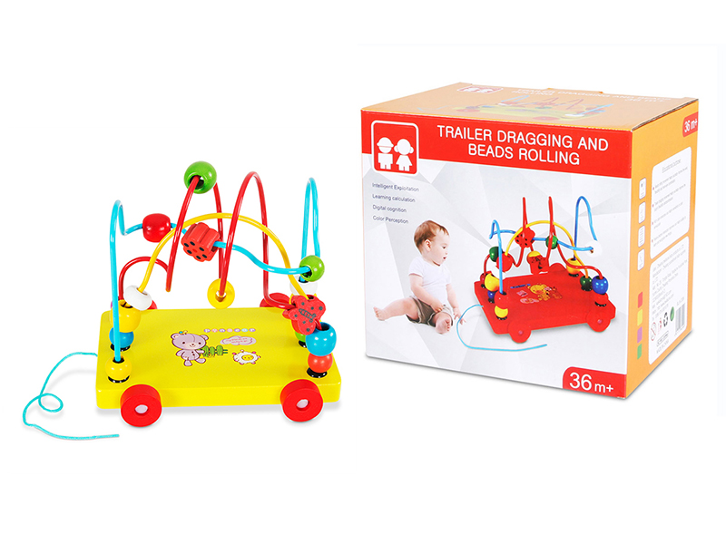 Wooden Trailer Bead Wrapping - Yellow