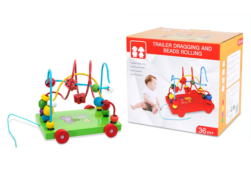 Wooden Trailer Bead Wrapping - Green