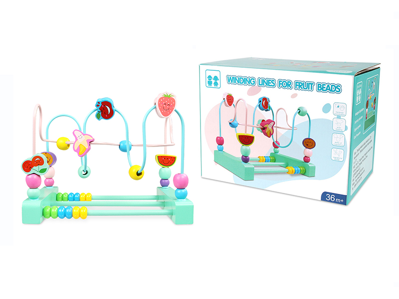 Wooden Macaron Fruit Wrapped Beads