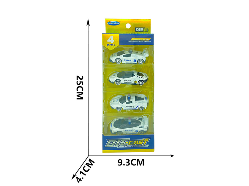Slide Alloy Simulation Police Car 4PCS