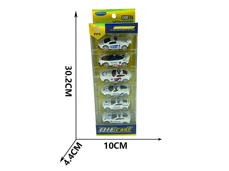 Slide Alloy Simulation Police Cars 6PCS