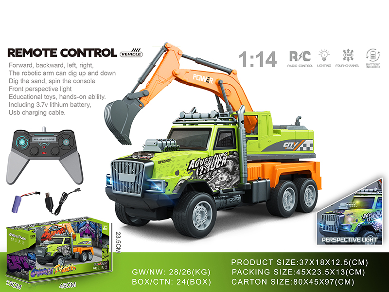 1:14 4-Channel Remote Control PVC Graffiti Excavator With Lights(Included Batteries)