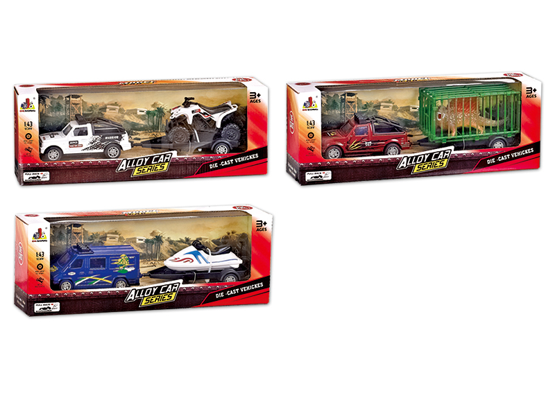 Pull Back Alloy Vehicle And Trailer