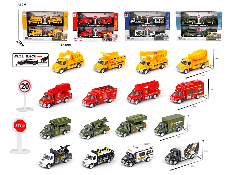 1:87 Pull Back Alloy Simulated Cars Combination