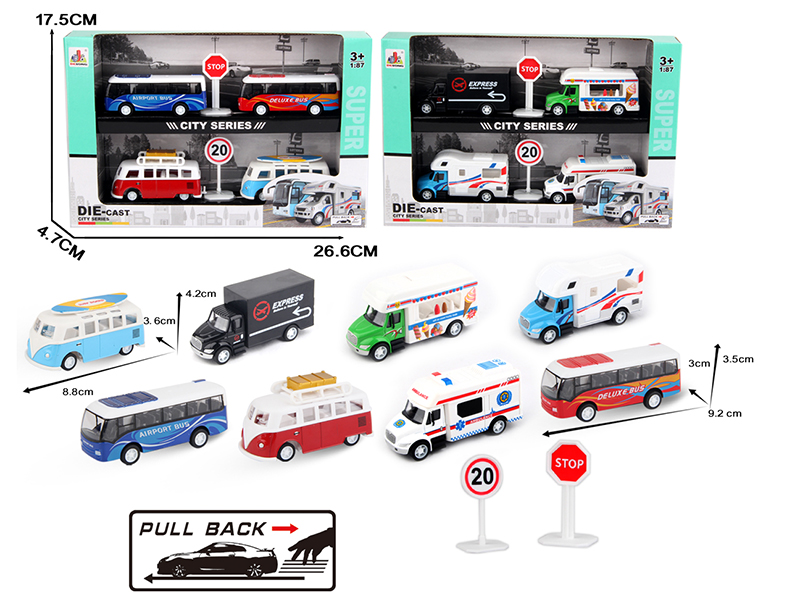 1:87 Pull Back Alloy Simulated Cars Combination