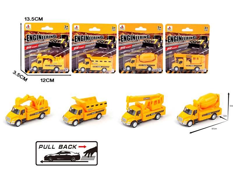 1:87 Pull Back Alloy Simulated Engineering Truck